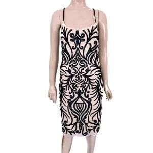 Vintage Art Deco BADGLEY MISCHKA Short Black Beaded Party Dress